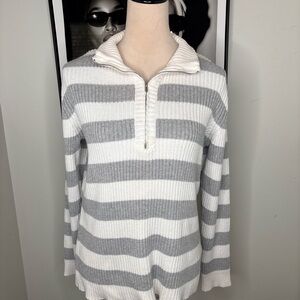 Liz Claiborne Stripped Half-Zip Pullover Sweater